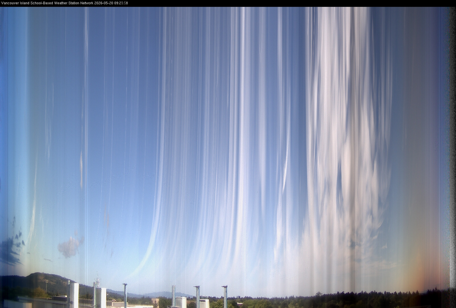2026-05-20 image of the sky seen from UVic, each column of pixels is a different minute, keogram