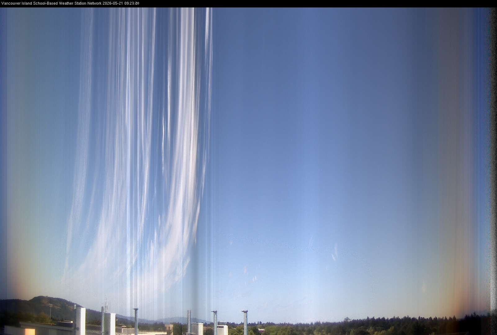 2026-05-21 image of the sky seen from UVic, each column of pixels is a different minute, keogram