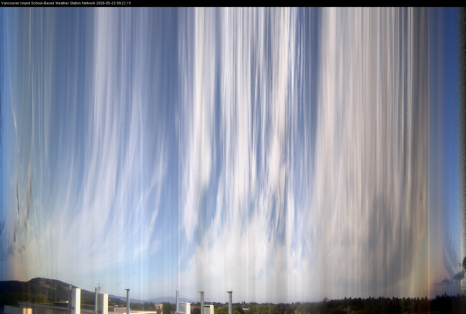 2026-05-23 image of the sky seen from UVic, each column of pixels is a different minute, keogram