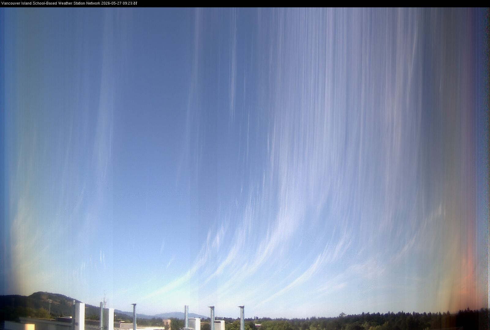 2026-05-27 image of the sky seen from UVic, each column of pixels is a different minute, keogram