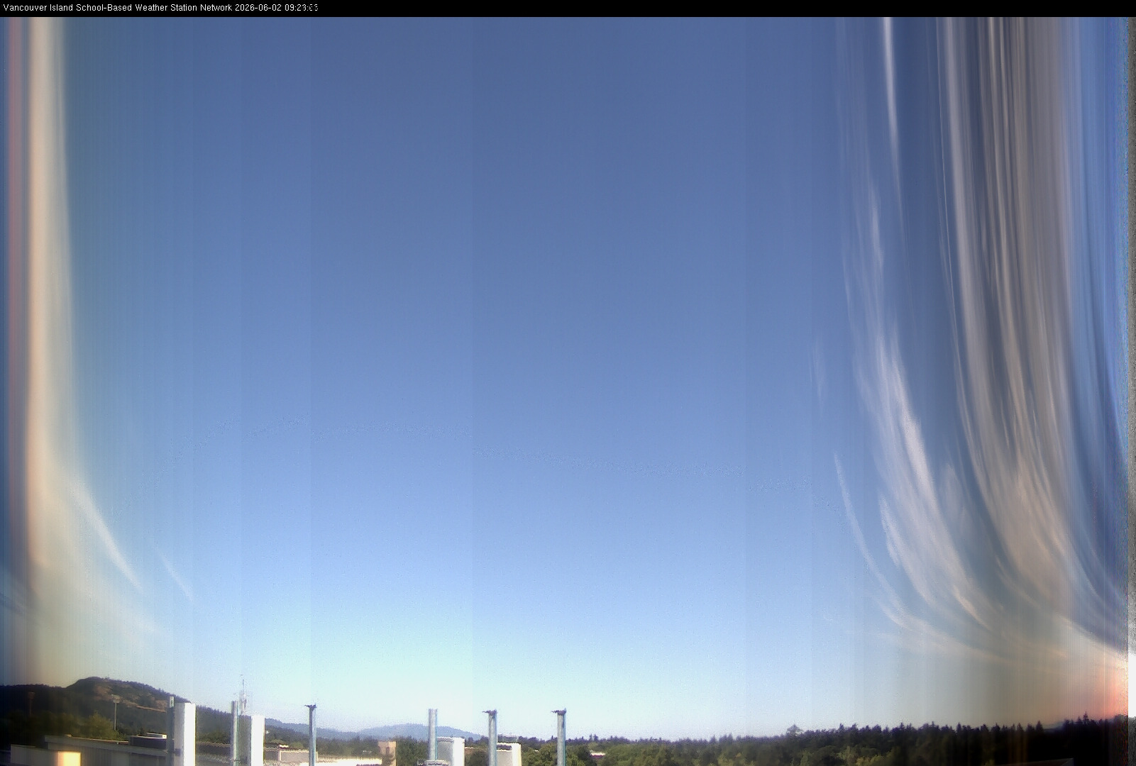 2026-06-02 image of the sky seen from UVic, each column of pixels is a different minute, keogram