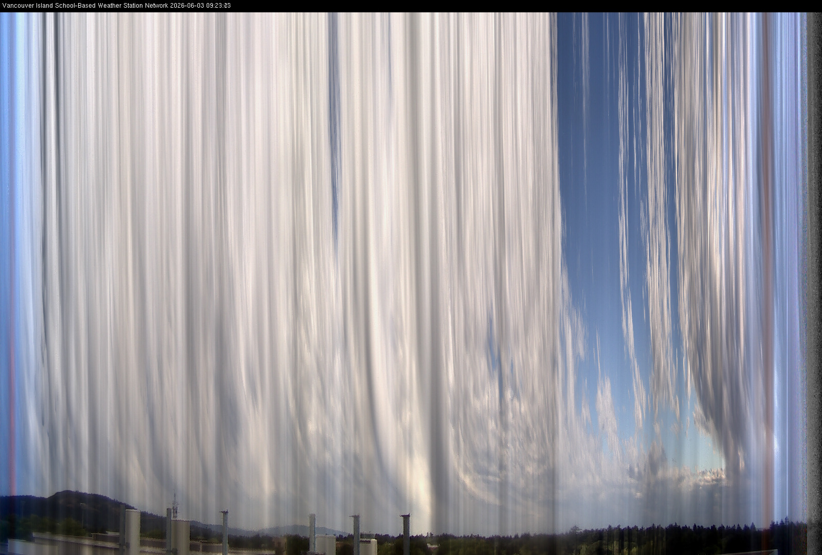 2026-06-03 image of the sky seen from UVic, each column of pixels is a different minute, keogram