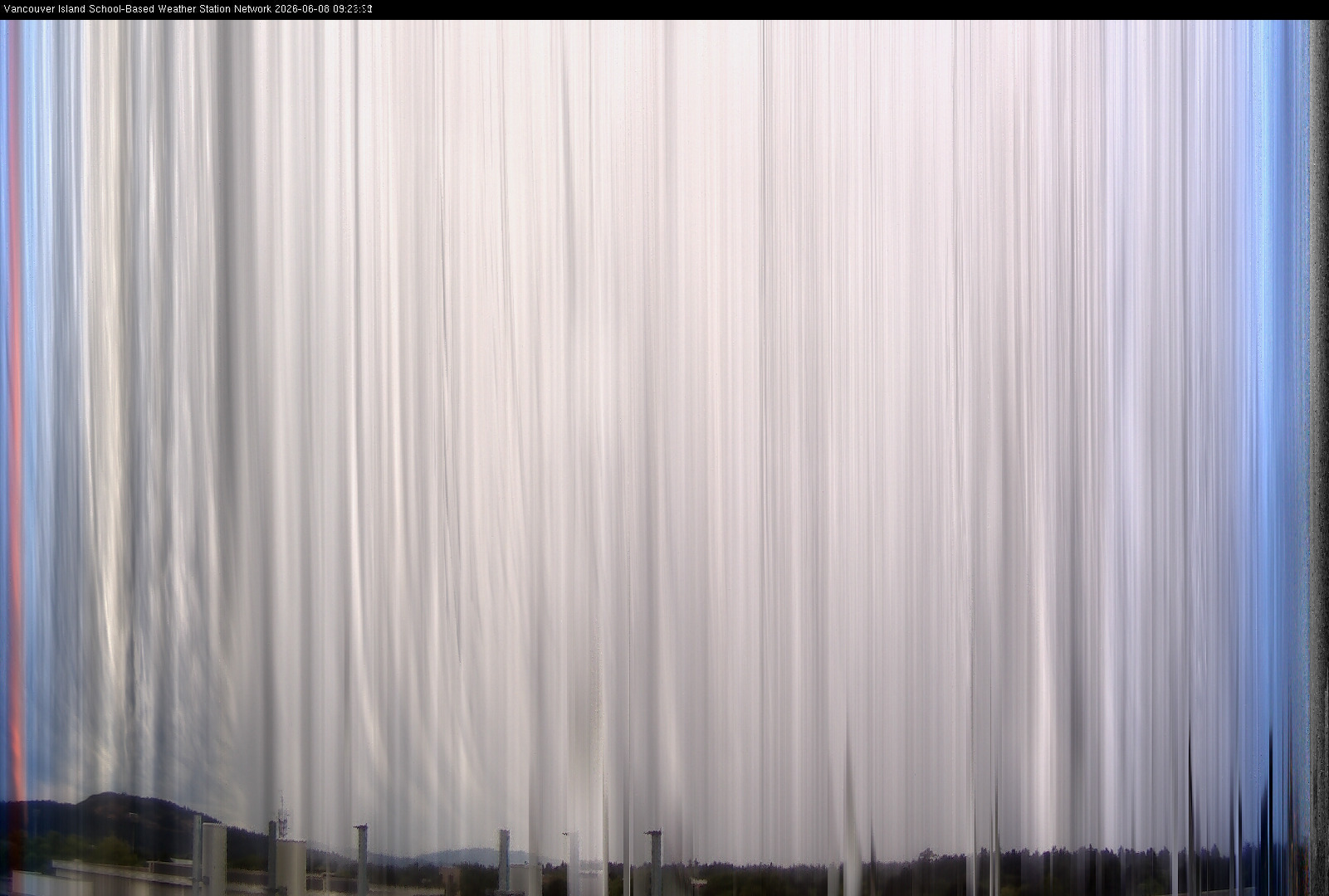2026-06-08 image of the sky seen from UVic, each column of pixels is a different minute, keogram