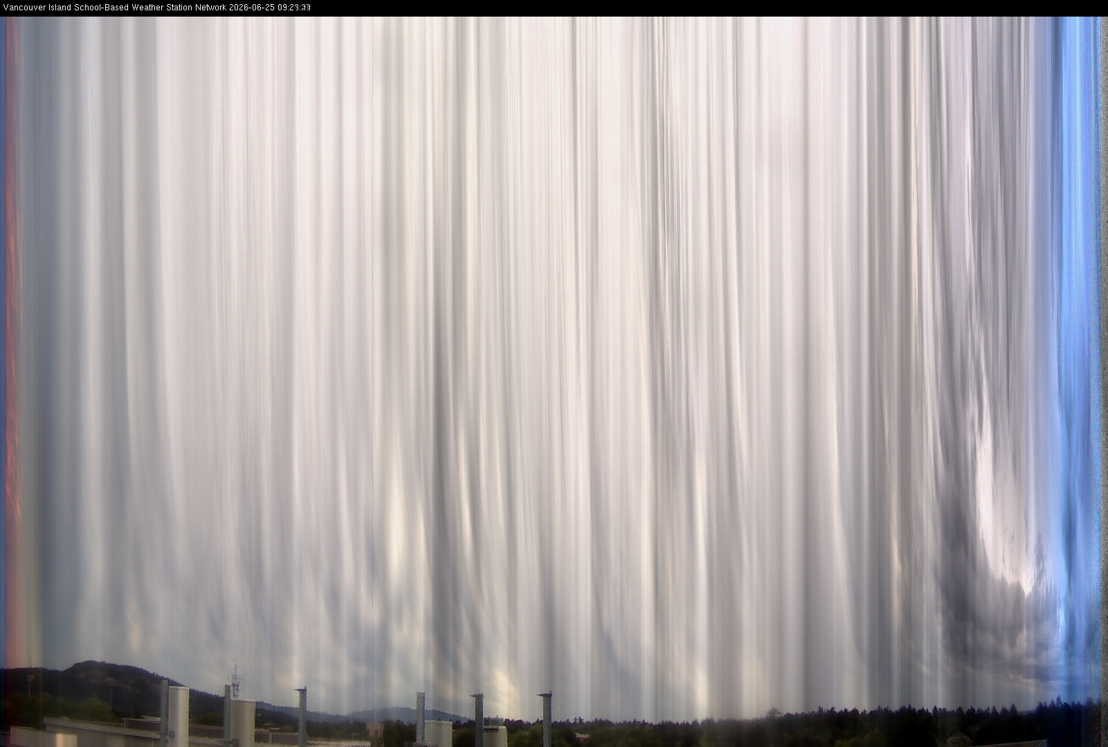image of the sky seen from UVic, each column of pixels is a different minute, keogram