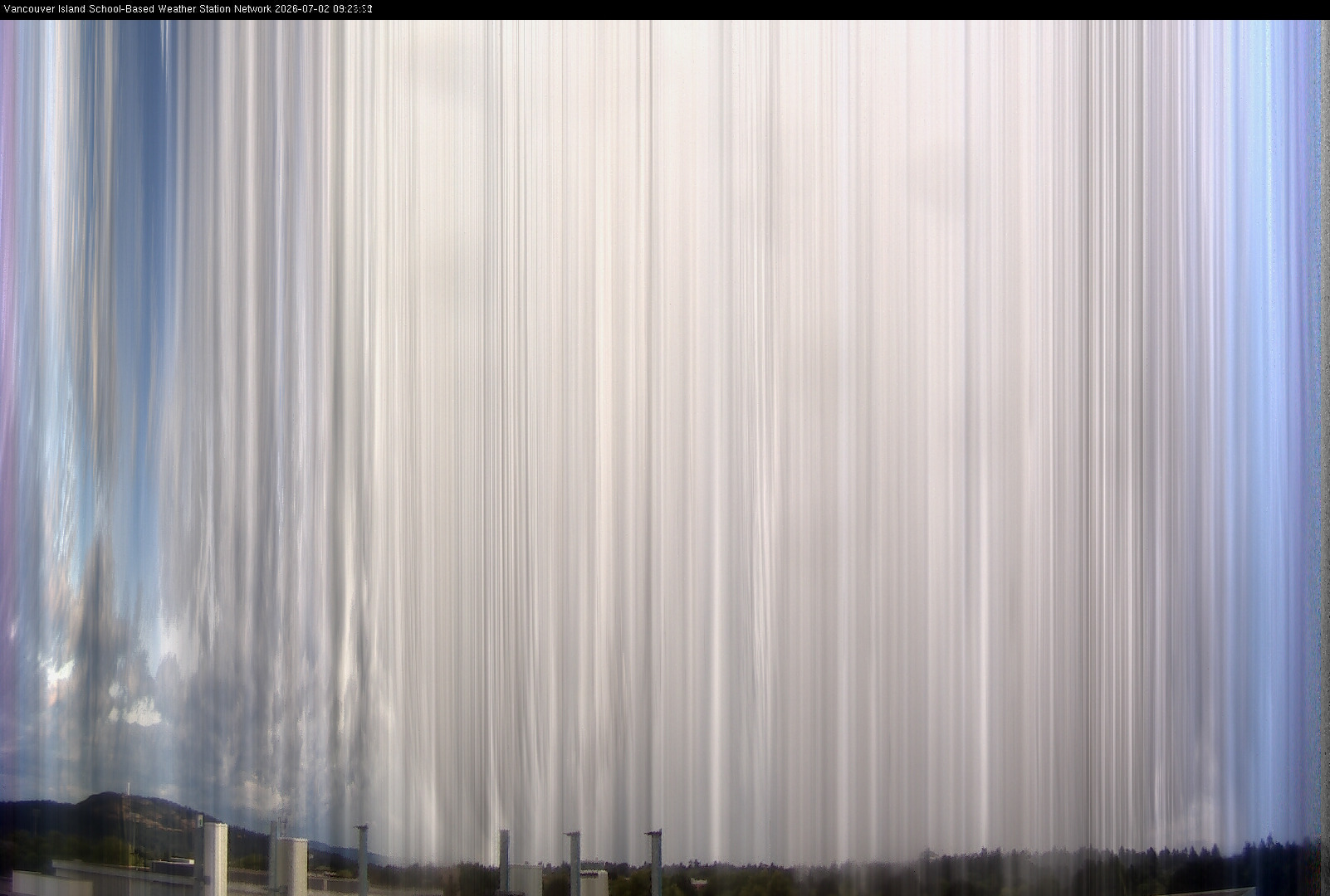image of the sky seen from UVic, each column of pixels is a different minute, keogram