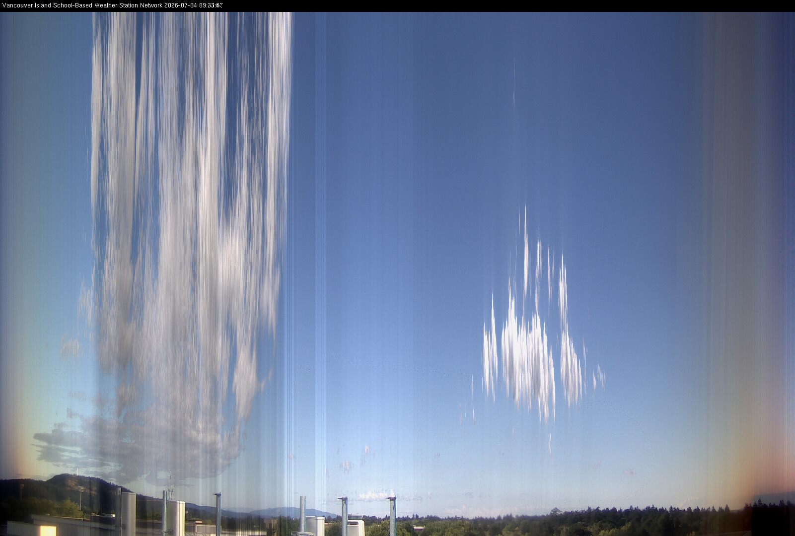image of the sky seen from UVic, each column of pixels is a different minute, keogram