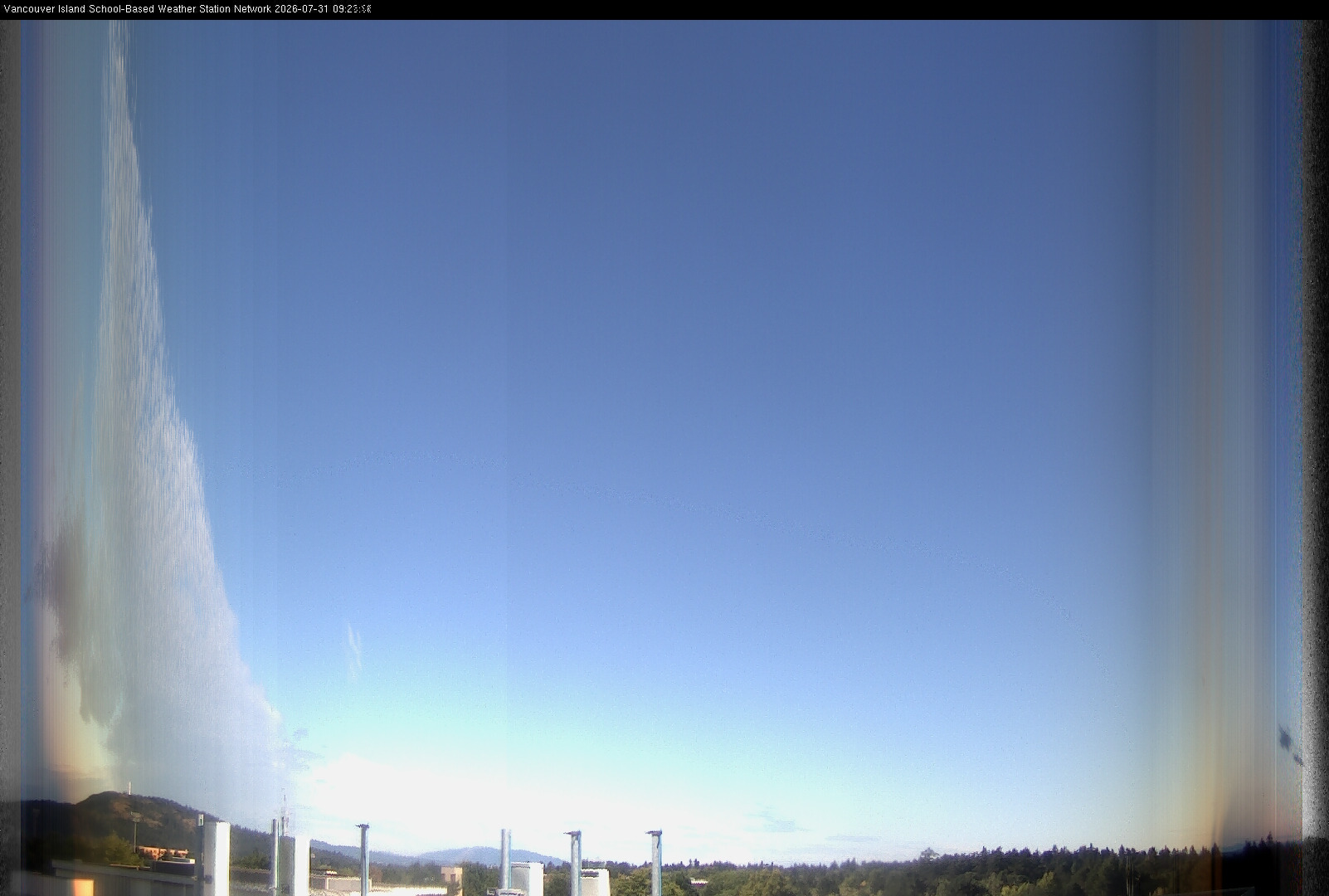 2026-07-31 image of the sky seen from UVic, each column of pixels is a different minute, keogram