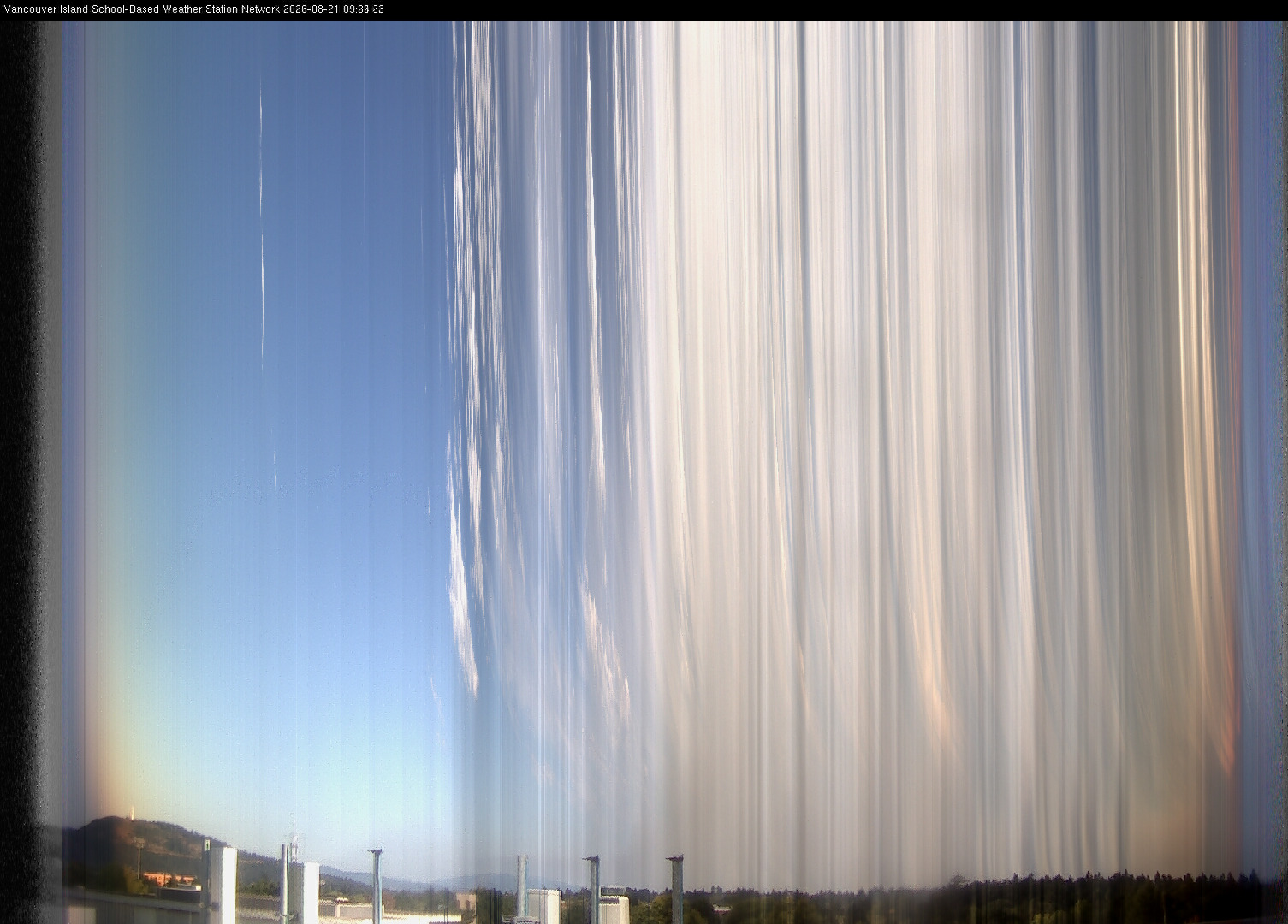 image of the sky seen from UVic, each column of pixels is a different minute, keogram