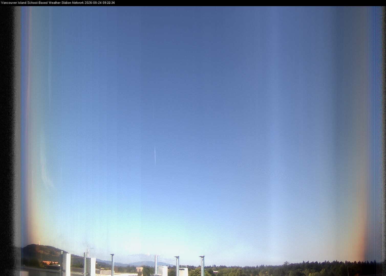 image of the sky seen from UVic, each column of pixels is a different minute, keogram