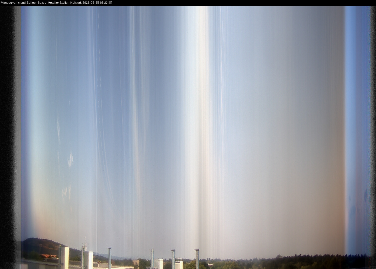 2026-08-25 image of the sky seen from UVic, each column of pixels is a different minute, keogram