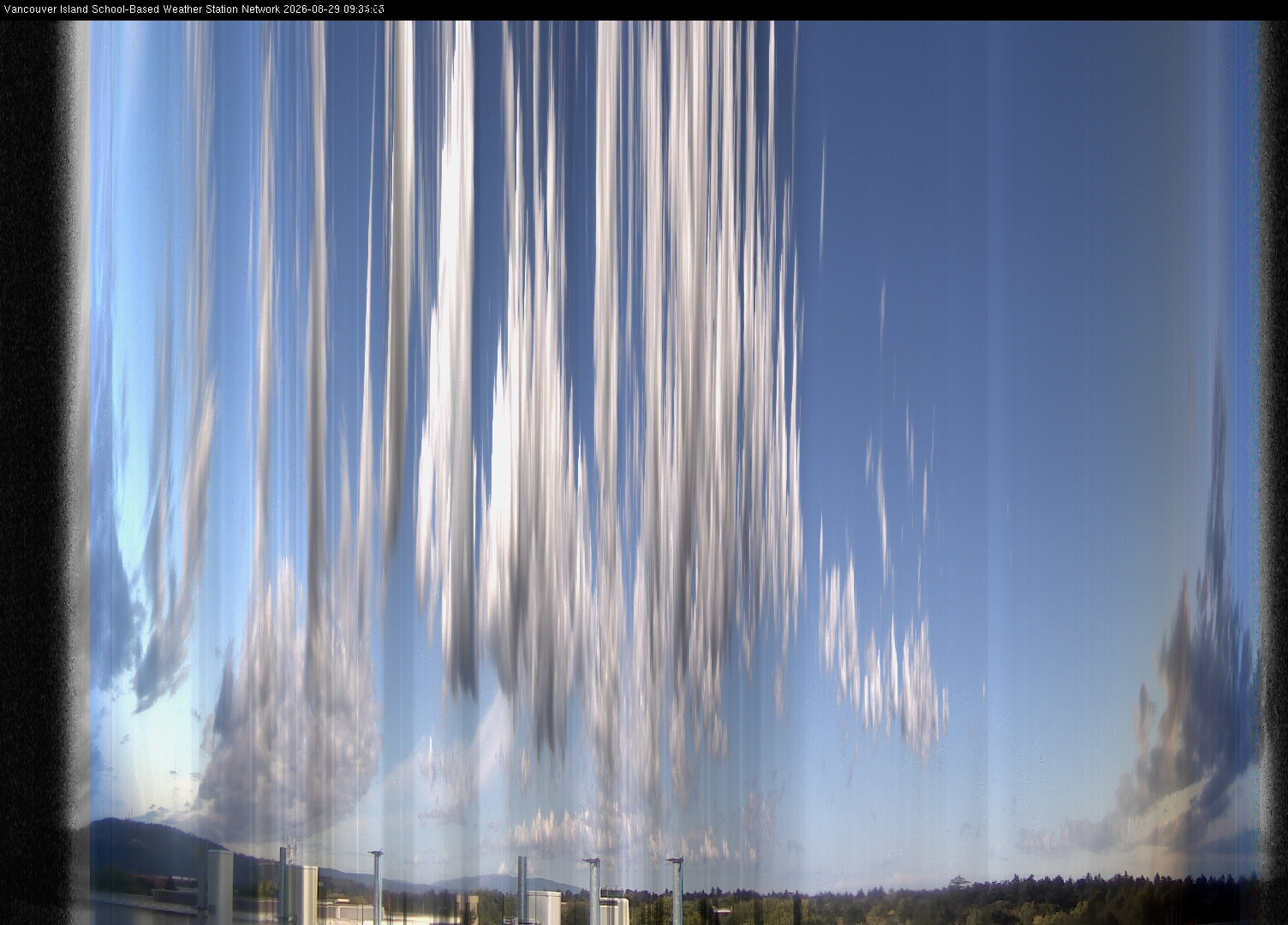 2026-08-29 image of the sky seen from UVic, each column of pixels is a different minute, keogram