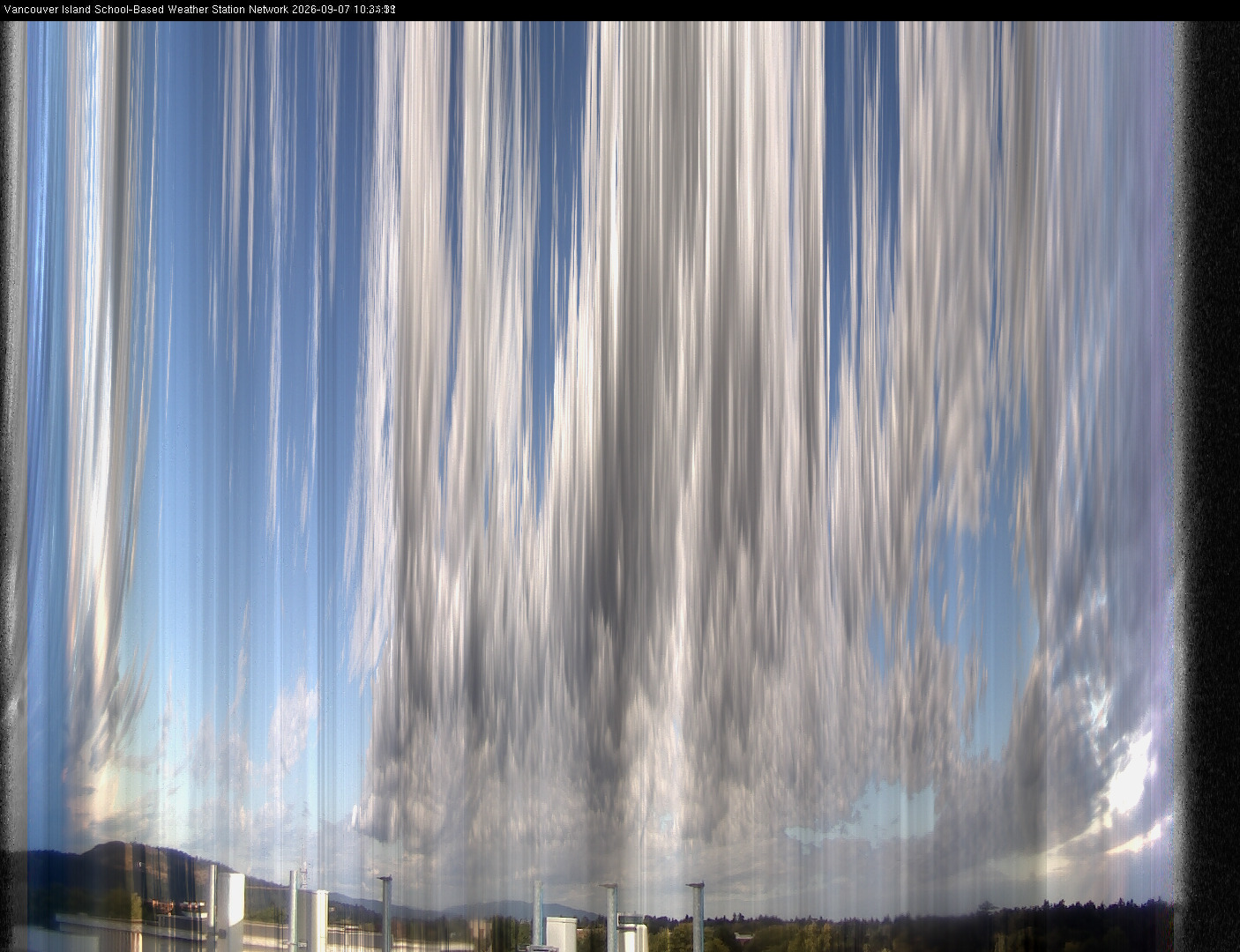 image of the sky seen from UVic, each column of pixels is a different minute, keogram