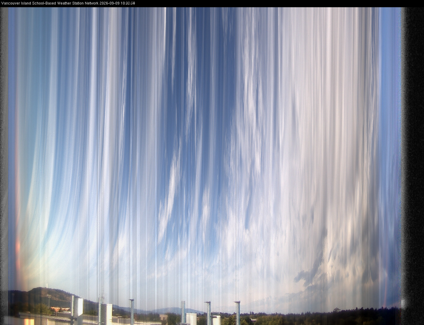 2026-09-09 image of the sky seen from UVic, each column of pixels is a different minute, keogram