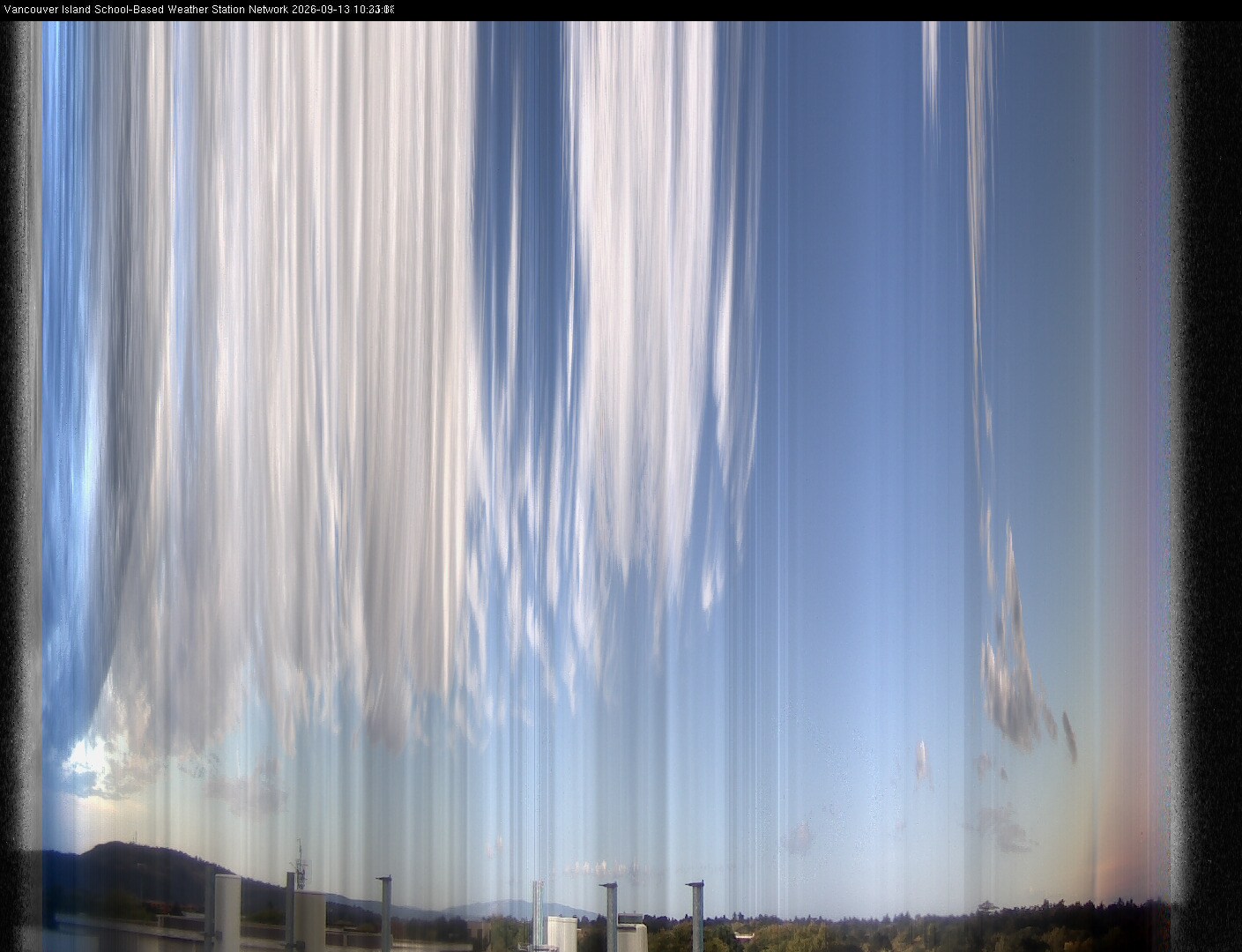 2026-09-13 image of the sky seen from UVic, each column of pixels is a different minute, keogram