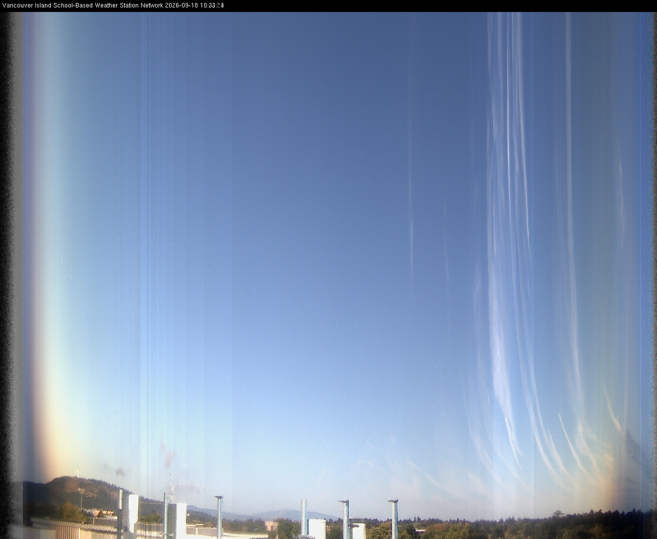 2026-09-18 image of the sky seen from UVic, each column of pixels is a different minute, keogram