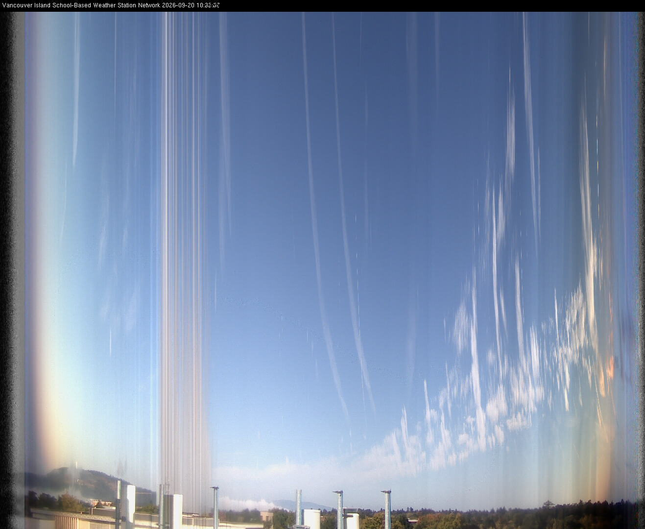2026-09-20 image of the sky seen from UVic, each column of pixels is a different minute, keogram
