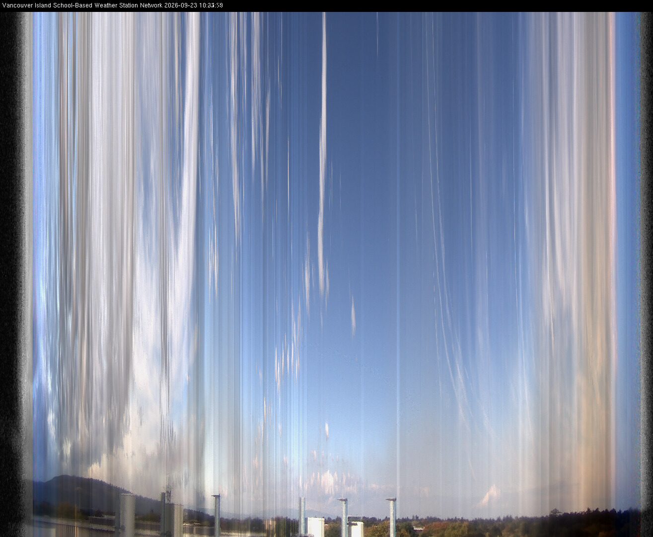 2026-09-23 image of the sky seen from UVic, each column of pixels is a different minute, keogram