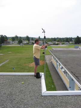 Photo of weather station installation on Lakehill Elementary School